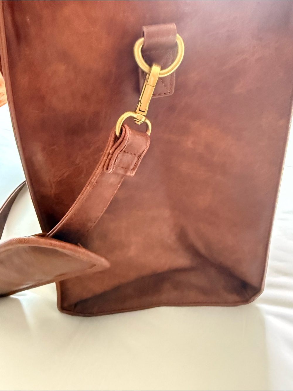 Structured Brown Tote with Tassel Charm and adjustable strap - Picture 7 of 10